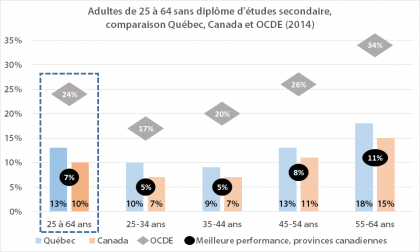 Situation des adultes dont le plus haut niveau de scolarité atteint est inférieur au diplôme d’études secondaires